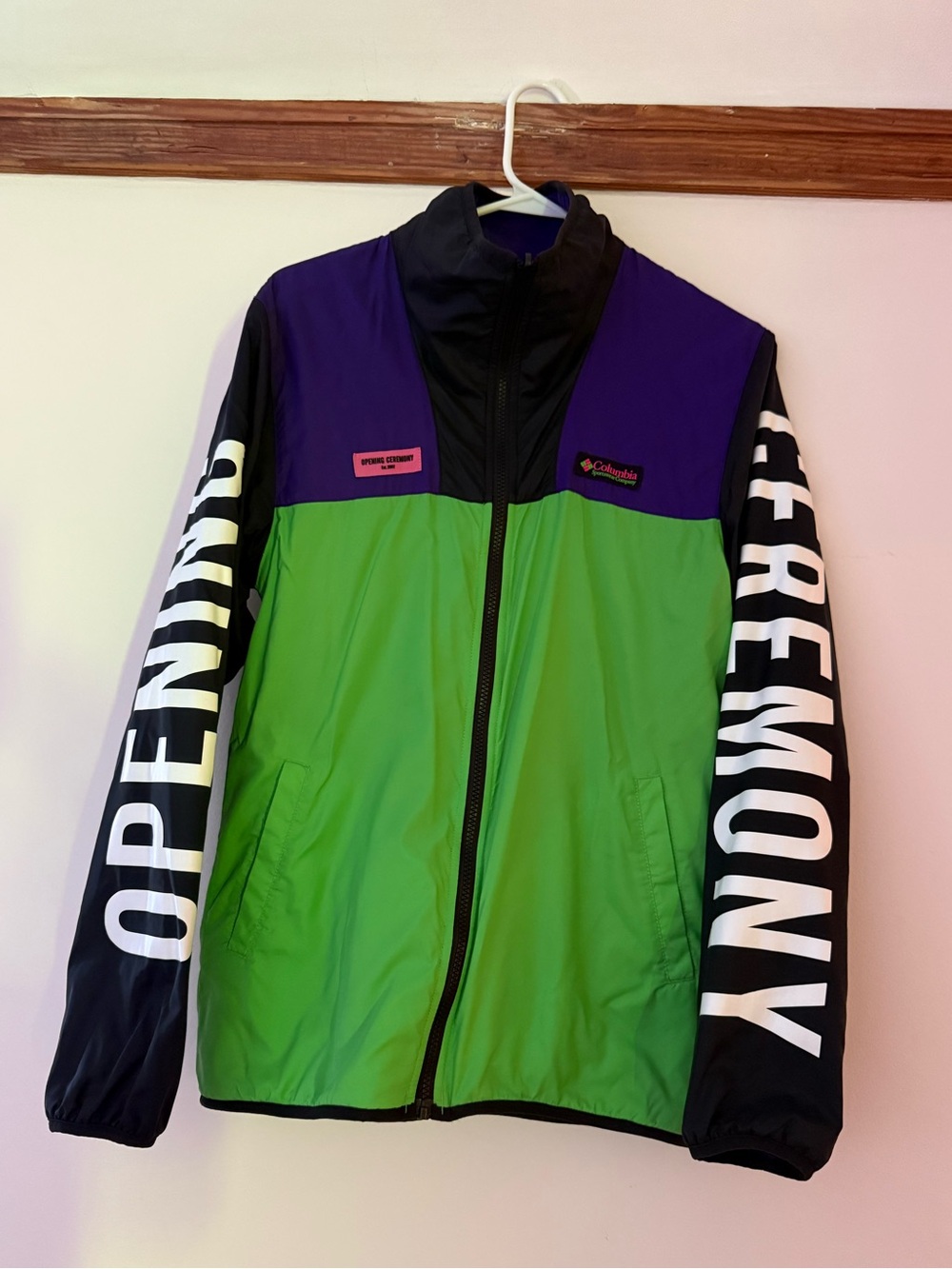 Opening Ceremony x Patagonia - REVERSIBLE green/purple fleece windbreaker